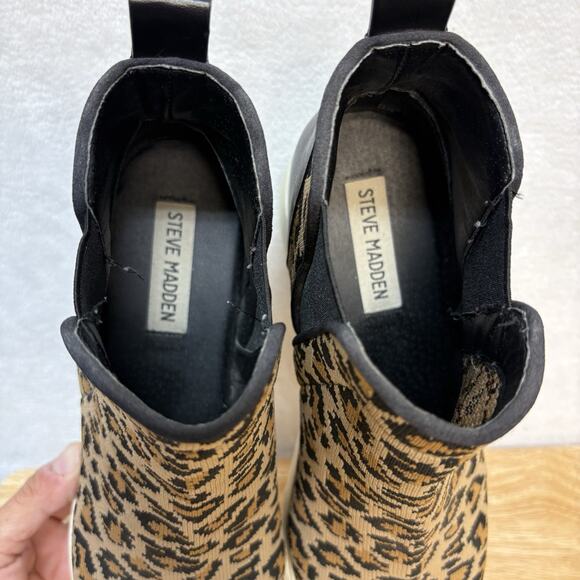 Steve Madden Ditta Leopard Cheetah Slip On High Top Platform Sneakers Size 9 - Picture 11 of 13